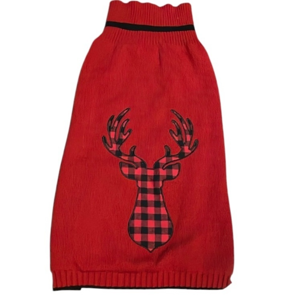 Telluride Dog Sweater Reindeer Elk Plaid Red Size XXL